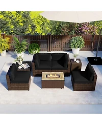 Costway Pieces Outdoor Furniture Set with Fire Pit Table and Propane Tank Cover