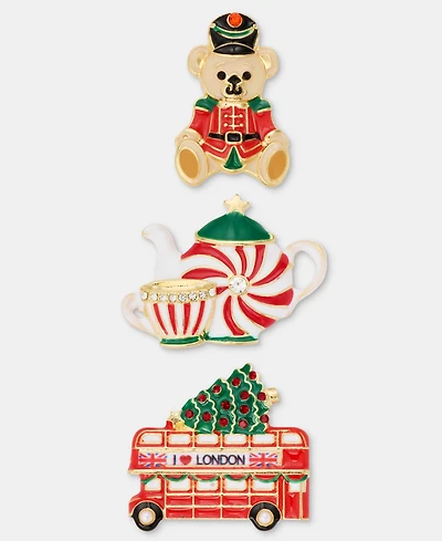 Holiday Lane London Holiday Pins, Set of Three, Macy's Exclusive