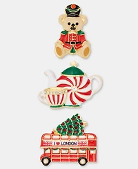 Holiday Lane London Holiday Pins, Set of Three, Macy's Exclusive