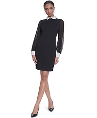 Karl Lagerfeld Paris Women's Scuba Crepe Sheath Collared Dress