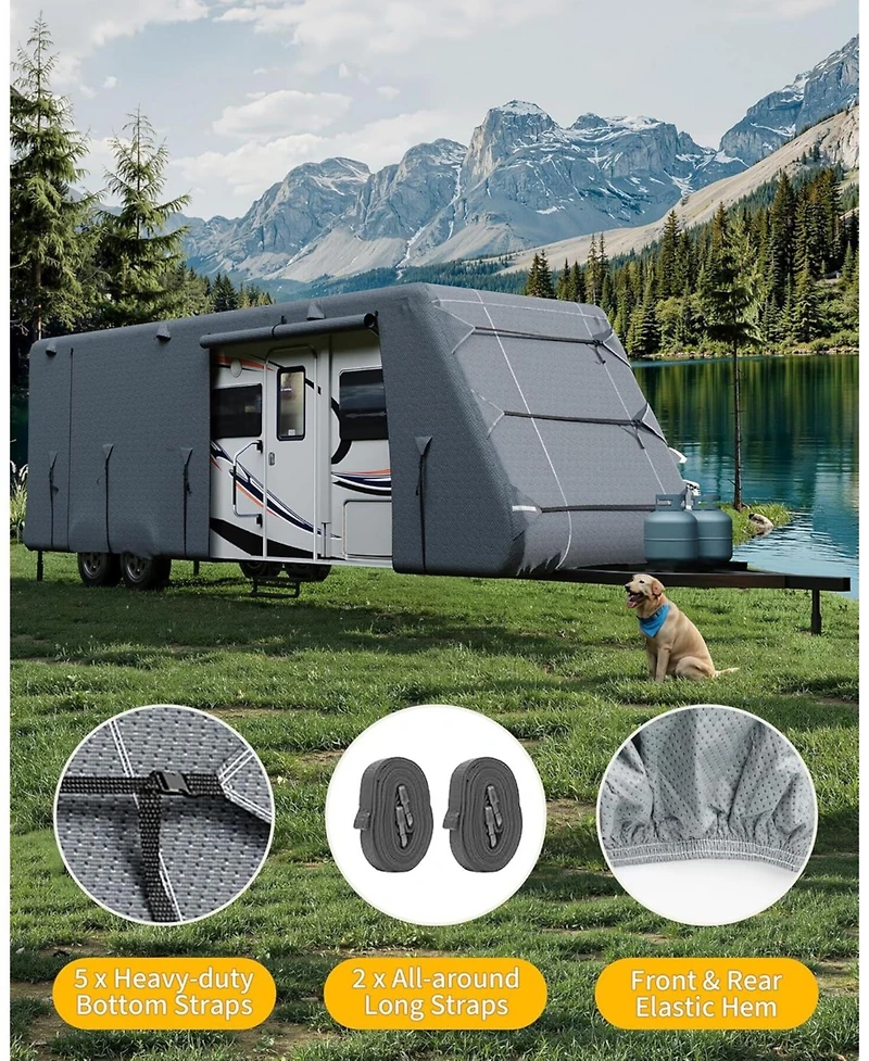Gaomon Travel Trailer Rv Cover, Extra-Thick Upgraded 7 Layers for Camper Cover 27'-30', with Adhesive Repair Patches