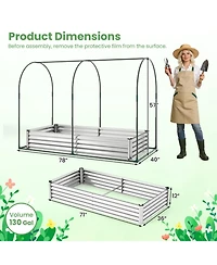Gouun Galvanized Raised Garden Bed with Pvc Greenhouse Cover