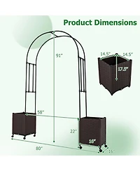 Gouun 91 in Garden Arch Trellis with 2 Self-Watering Planter Boxes