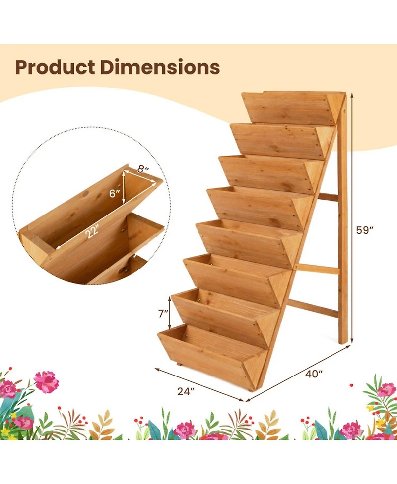 Gouun 8-Tier Vertical Wood Raised Garden Bed Planter with Legs