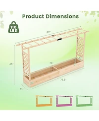 Gouun 87 in Tall Solid Wood Raised Garden Bed with Side Trellis and Roof
