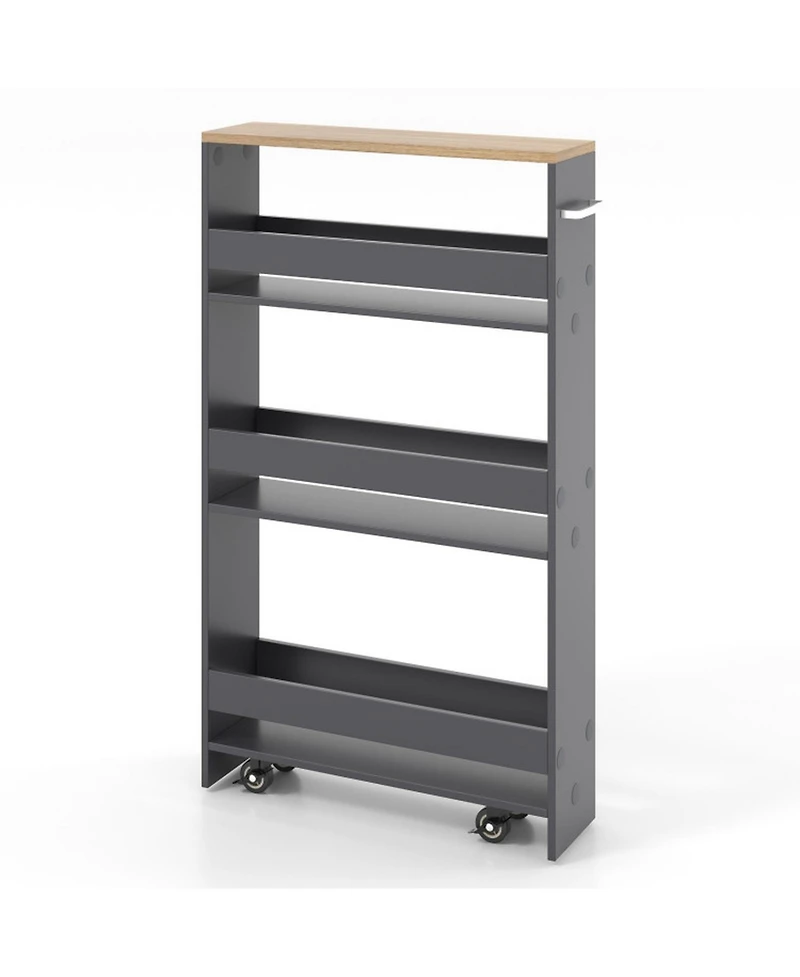 Gouun 4-Tier Rolling Kitchen Storage Cart for Narrow Spaces