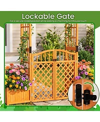 Gouun 83 in Wooden Garden Arbor with Gate and 2 Side Planter Boxes