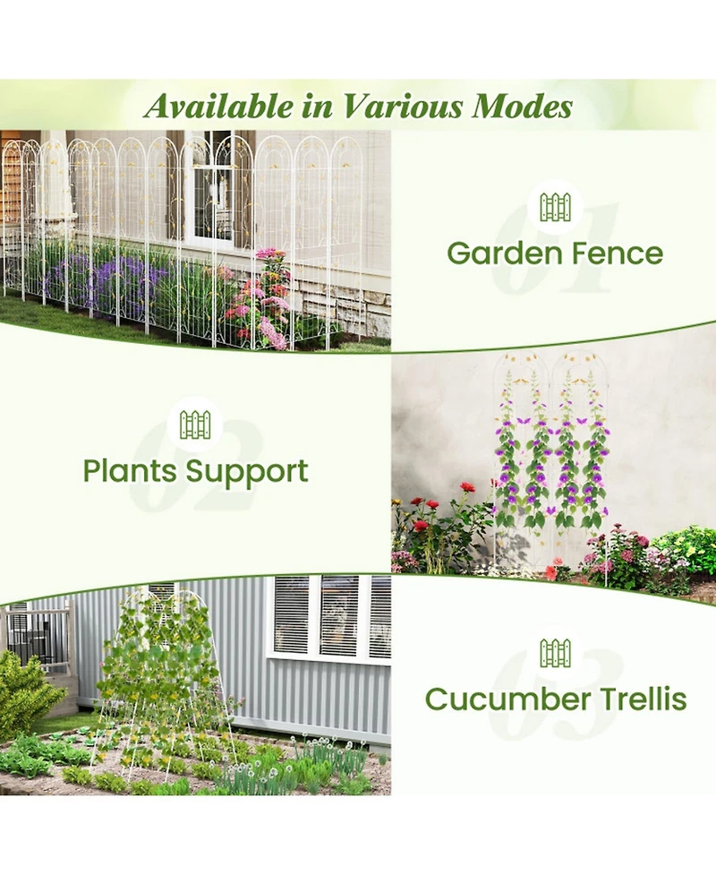 Gouun Set of 2 Metal Garden Trellis 86.5 x 20 in with Decorative Bird Pattern