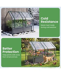 Gouun 4 x 2 x 3 ft Small Galvanized Raised Garden Bed with Greenhouse Cover