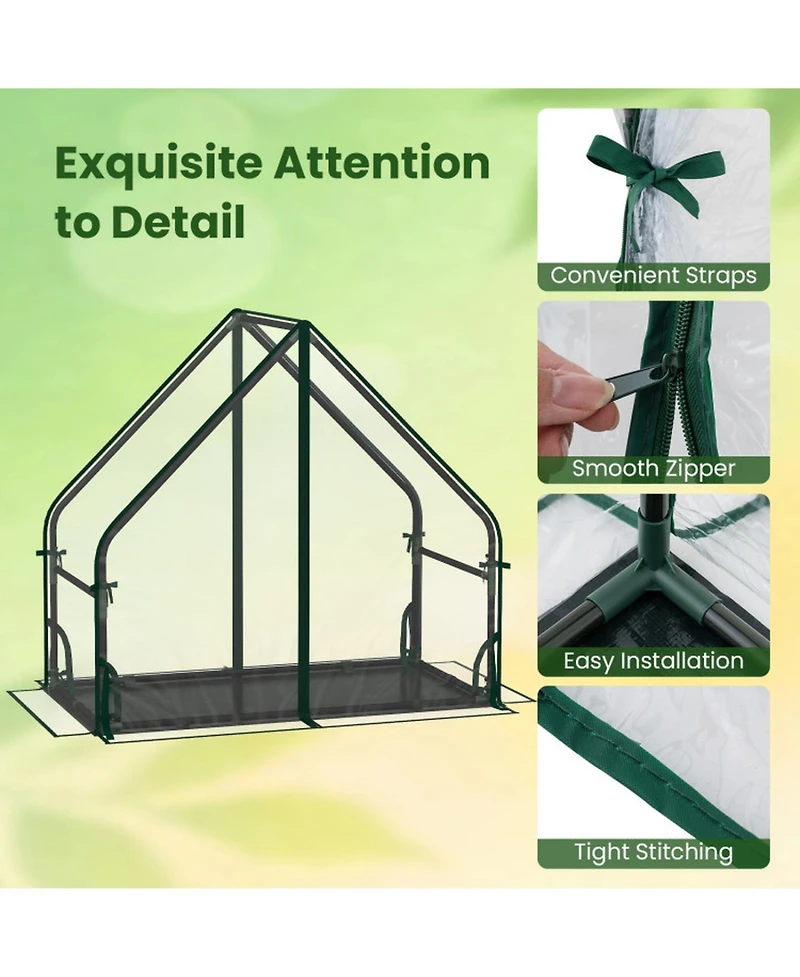 Gouun Mini Greenhouse Metal Frame with Waterproof Bottom Mat and Wind Ropes