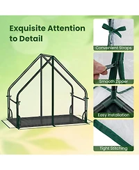 Gouun Mini Greenhouse Metal Frame with Waterproof Bottom Mat and Wind Ropes