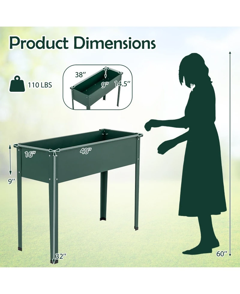 Gouun Elevated Metal Raised Garden Bed with Legs