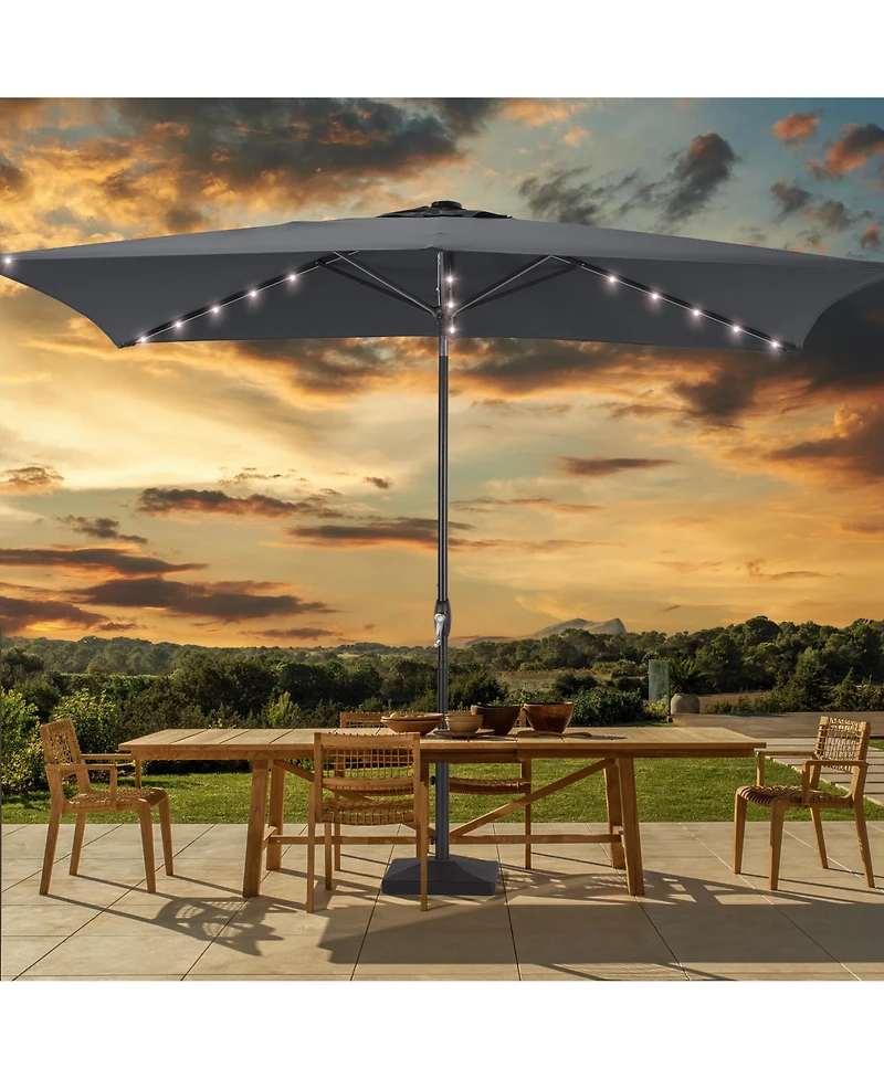 Sonkuki Enhance Your Outdoor Oasis 6x9Feet Led Rectangular Patio Umbrella - Stylish, Durable, And Sun-Protective!