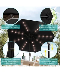 Sonkuki Patio 10Feet Led Market Umbrellas With Solar Lights, Table Umbrella For And Outdoor Tilt Button Deck Pool