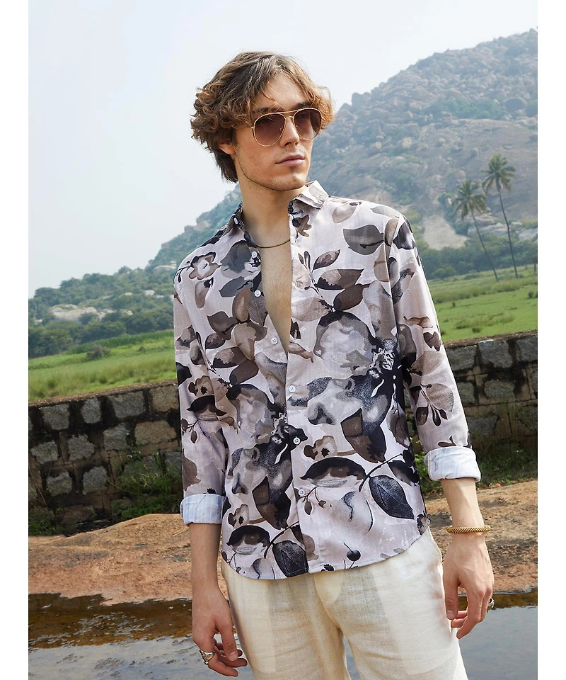Campus Sutra Artistic Foliage Shirt