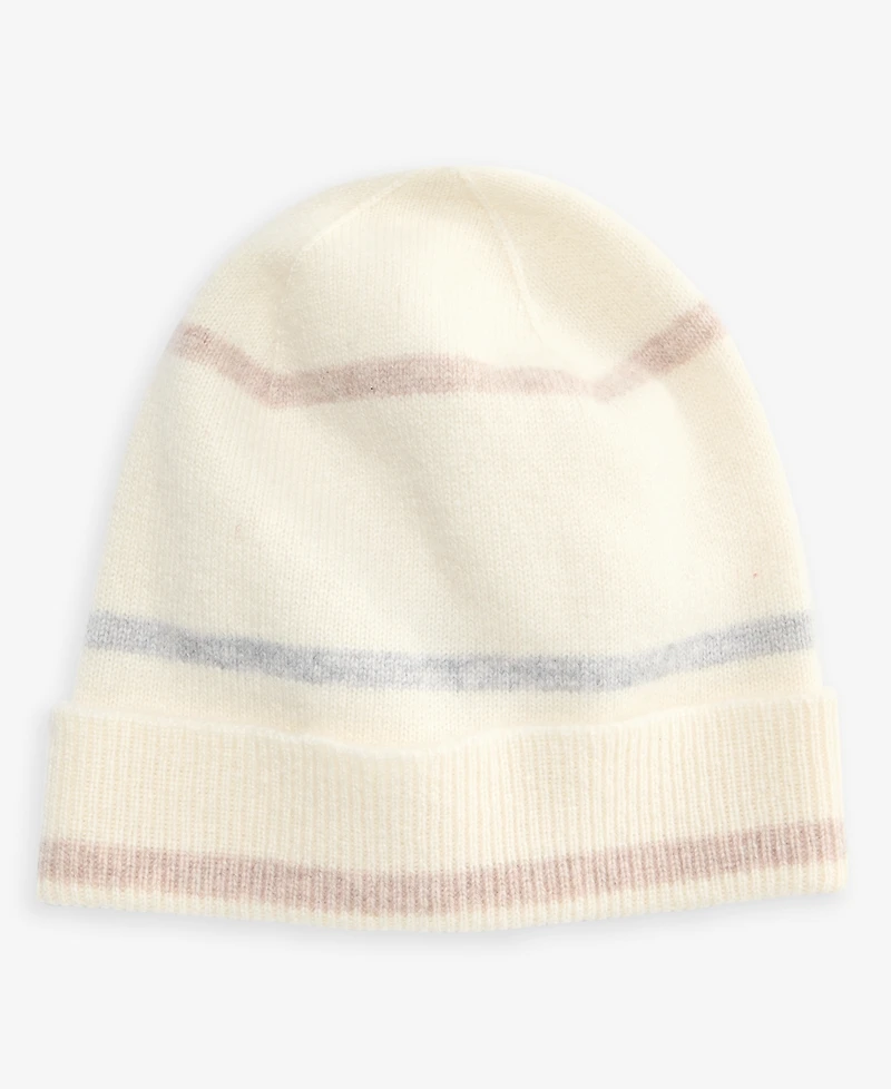 Charter Club Mixed Stripe Cashmere Cuffed Beanie, Macy's Exclusive