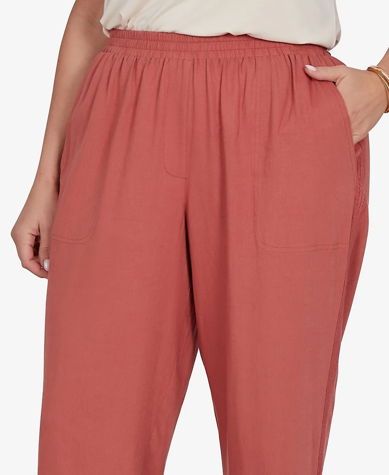Ruby Rd. Plus Lace Trim Lightweight Pull-On Pants