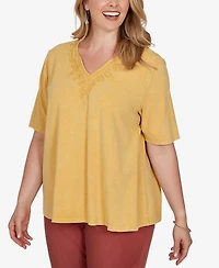 Ruby Rd. Plus Soutache V-Neck Knit Top