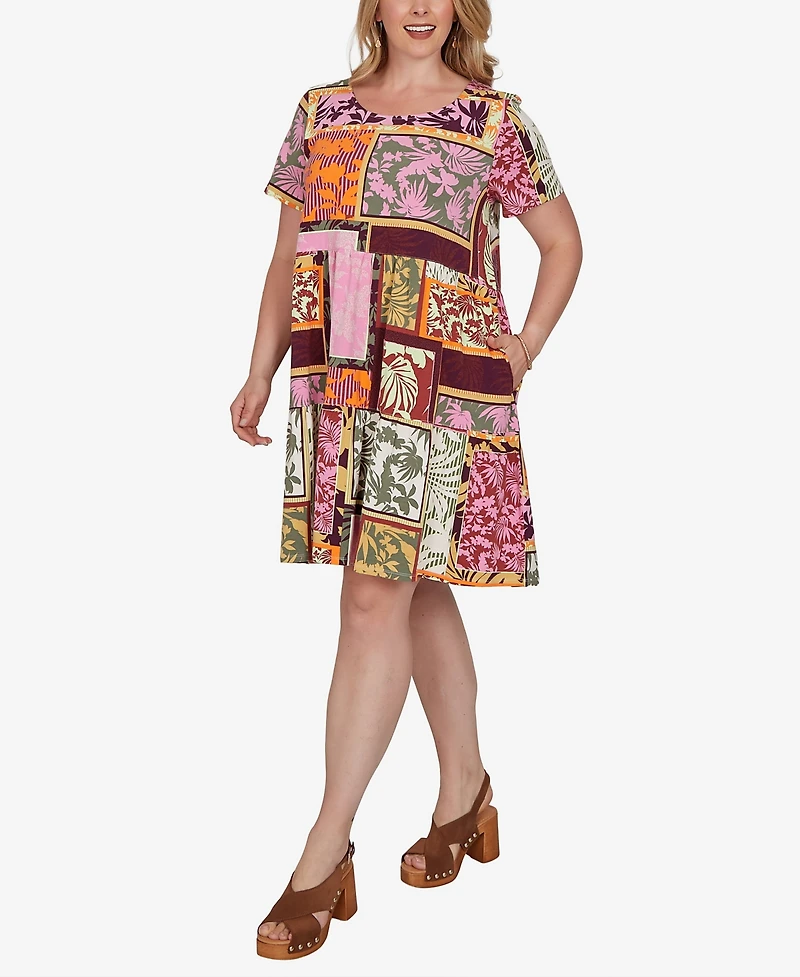 Ruby Rd. Plus Tropical Patchwork Pocket Dress