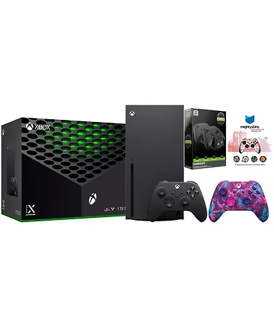 Microsoft Xbox Series X 1TB Disc Console with Extra Controller, Charge Dock and MightySkins Code Bundle
