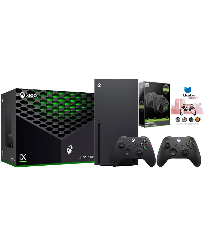 Microsoft Xbox Series X 1TB Disc Console with Extra Controller, Charge Dock and MightySkins Code Bundle
