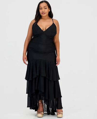 Emerald Sundae Trendy Plus Ruffled Tiered Gown