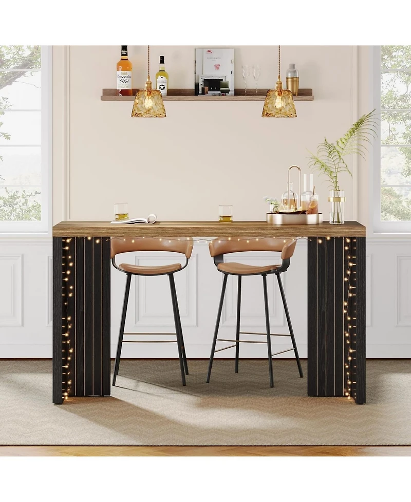 Tribesigns Home Bar Unit, 55.12-Inch Table with a Faux Marble Finished Tabletop, Modern Freestanding Mini for Kitchen, Living Room, Balco