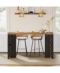 Tribesigns Home Bar Unit, 55.12-Inch Table with a Faux Marble Finished Tabletop, Modern Freestanding Mini for Kitchen, Living Room, Balco