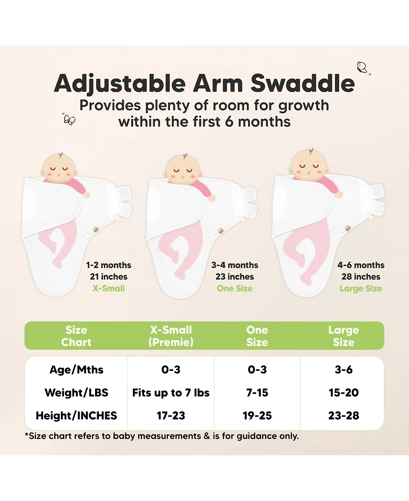 KeaBabies 3pk Soothe Wren Swaddle Sleep Sacks, Newborn Swaddles Wrap 0-3 Months, Soft Baby Wearable Blanket