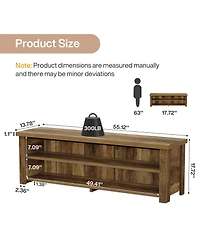 Tribesigns 55.12" Entryway Bench with Storage, Farmhouse Shoe Storage Bench with 2-Tier Shelves, Shoe Rack