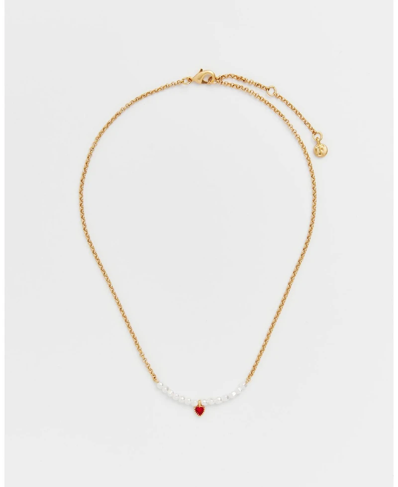 Fable England Gold Love Heart Pearl Necklace