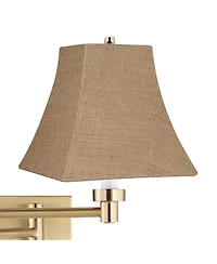 Barnes and Ivy Alta Warm Plug-In Swing Arm Wall Lamp with Burlap Square Shade