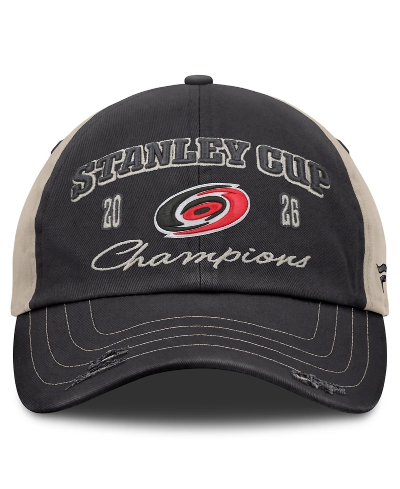 Fanatics Men's and Women's Black/Light Beige Carolina Hurricanes 2026 Nhl Stanley Cup Champions Unstructured Adjustable Hat