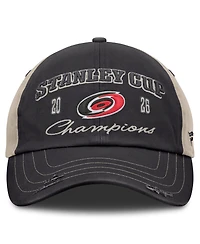 Fanatics Men's and Women's Black/Light Beige Carolina Hurricanes 2026 Nhl Stanley Cup Champions Unstructured Adjustable Hat