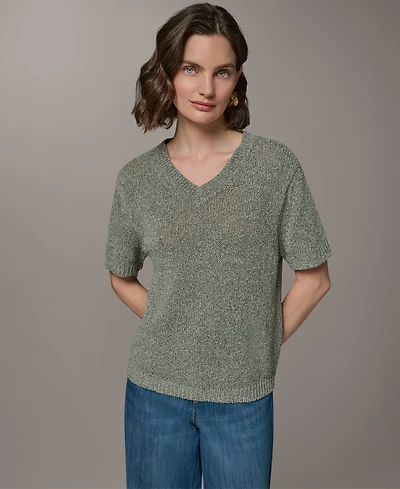 Donna Karan Weekend Women's Short-Sleeve V-Neck Sweater
