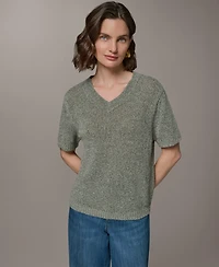 Donna Karan Weekend Women's Short-Sleeve V-Neck Sweater