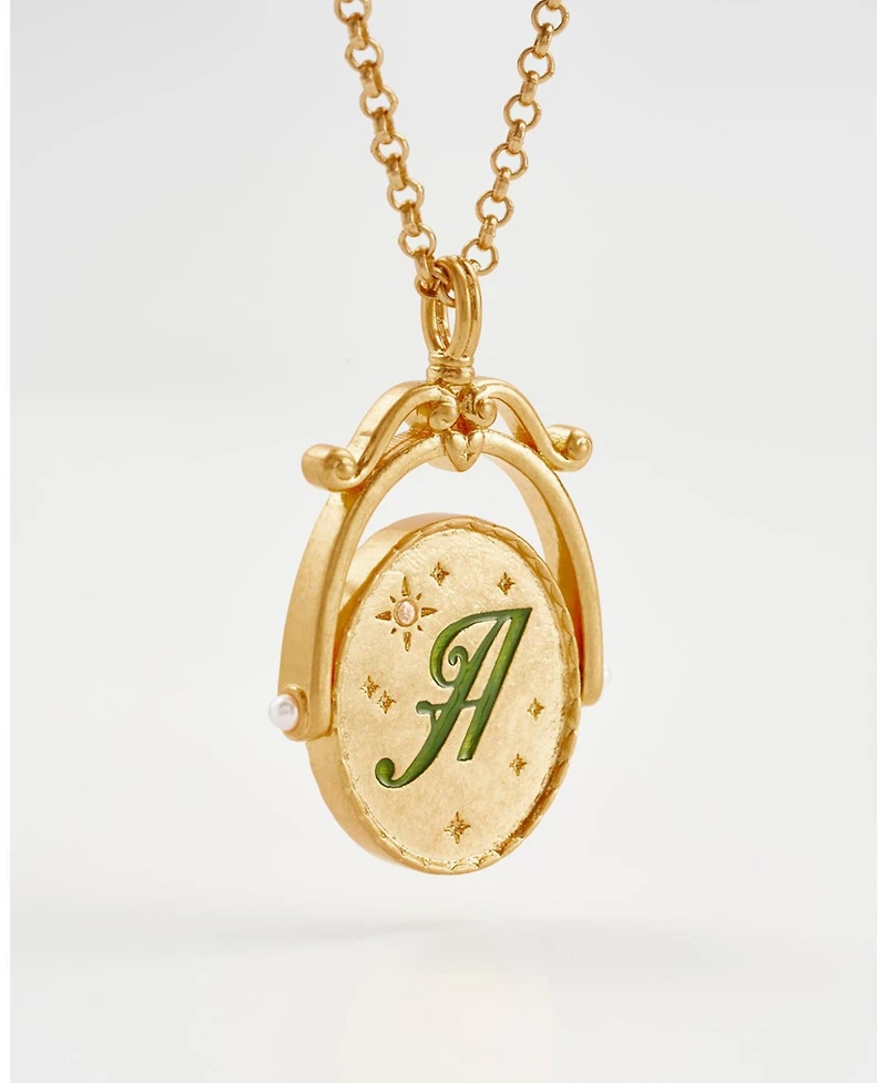 Fable England A Initial Anemone Gold Spinner Chain Necklace