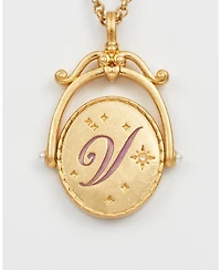 Fable England V Initial Violet Gold Spinner Chain Necklace