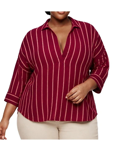 Torrid Plus Belle Isle Cotton Linen Popover Tunic