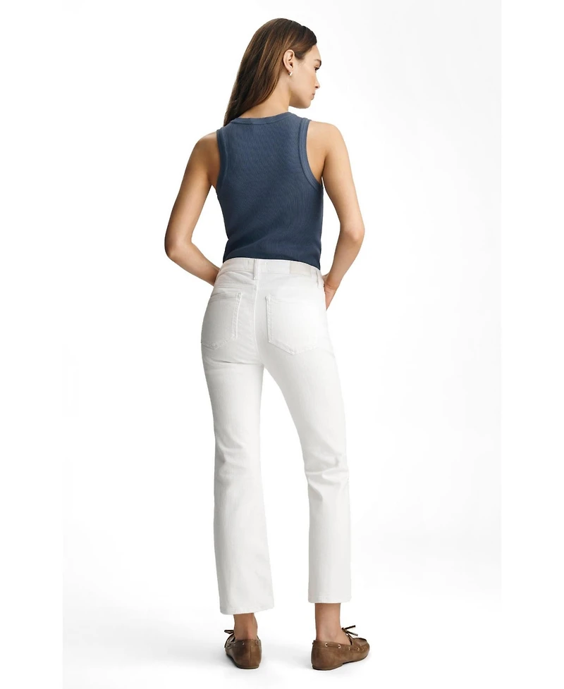 Mavi Jeans Women's Anika Mid Rise Cropped Flare In White Flex Blue