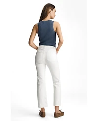 Mavi Jeans Women's Anika Mid Rise Cropped Flare In White Flex Blue