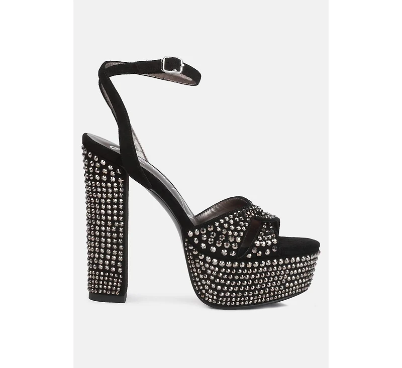 bellini heat-set diamante high block heel sandals