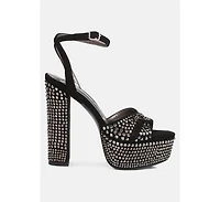 bellini heat-set diamante high block heel sandals