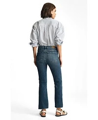Mavi Jeans Women's Anika Mid Rise Cropped Flare Dark Brushed Flex Blue