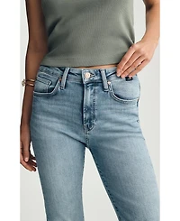 Mavi Jeans Women's Anika Mid Rise Cropped Flare Lt Brushed Flex Blue