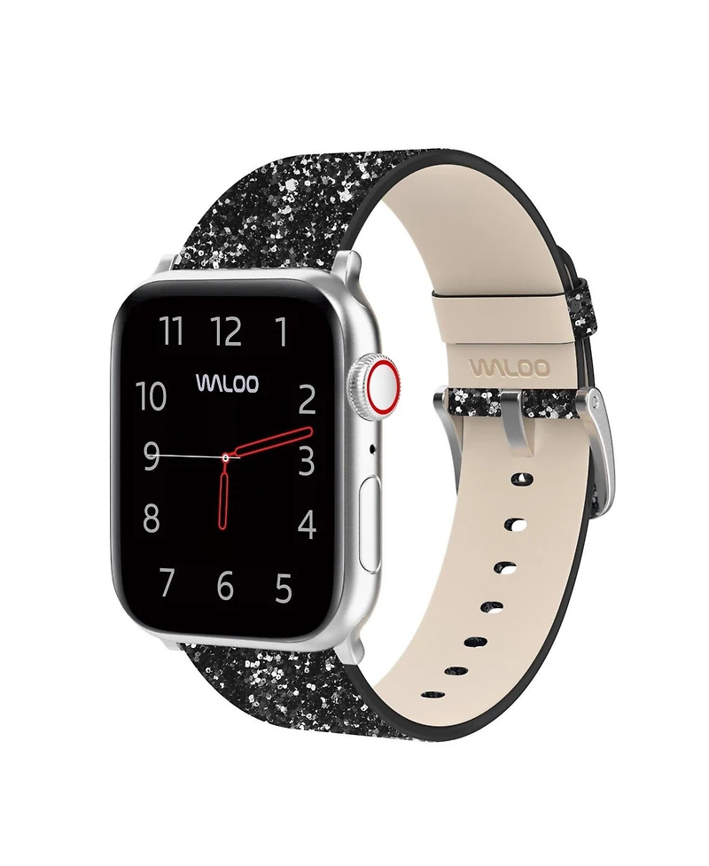 Waloo 2 Pack Leather Bling & Shiny Brilliance Replacement Band for Apple Watch