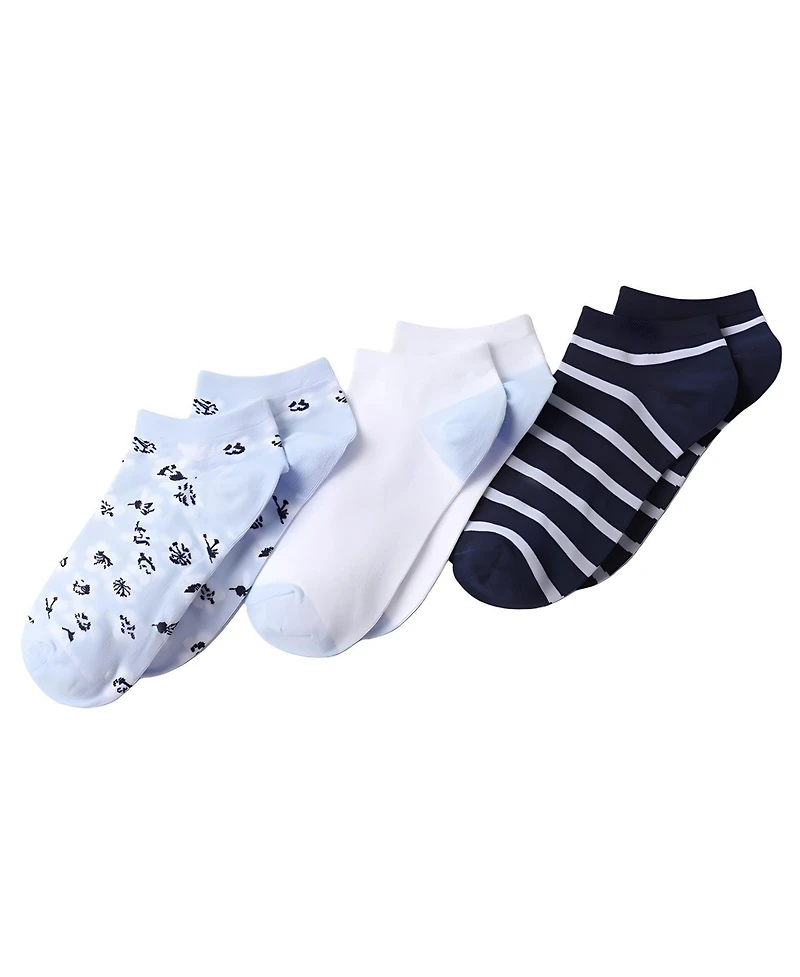 Lands' End Women's 3-Pack Cotton Patterned Low Cut Socks