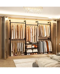 Aheaplus Industrial Pipe Clothing Rack Wall Mounted Closet System