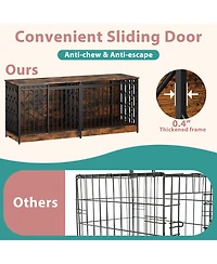 Homsee Double Dog Cage with Divider - Heavy Duty Metal Pet Enclosure with Tree Branch Design Bars | Industrial Dog Kennel for Medium Large Breeds