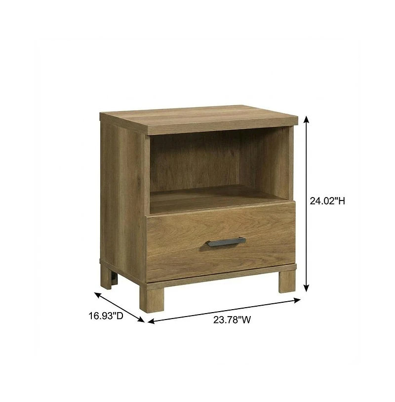 Starlight Canyon Home Wooden Nightstand in Timber Oak Finish with Rustic and Modern Farmhouse Style